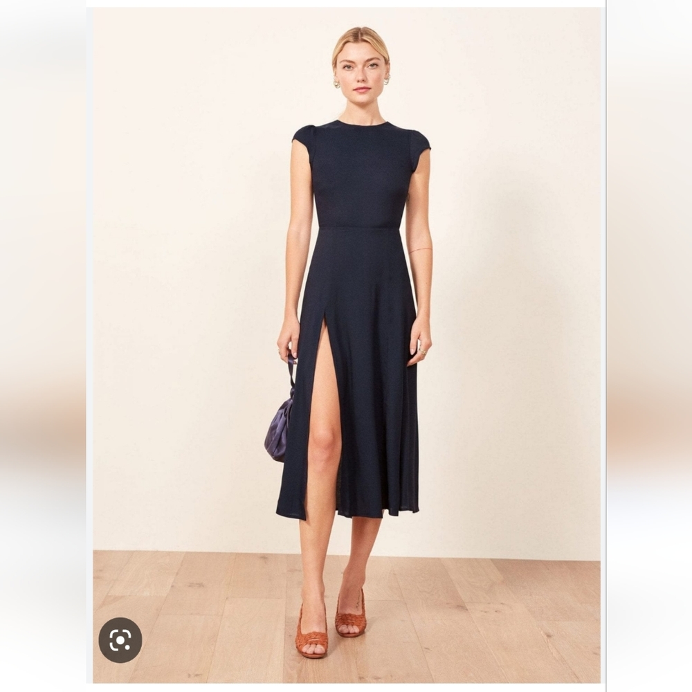 Reformation Navy Midi Dress